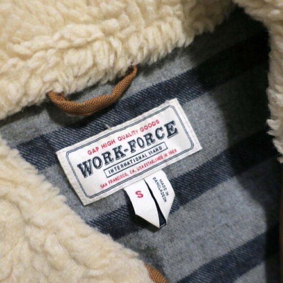 Gap Workforce Collection Sherpa Jacket Brown Button Front Men's Small - Picture 3 of 4